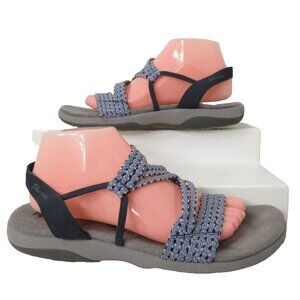 Skechers Sandals Blue Slingback Reggae Slim Stretch Memory Foam Size 9-9.5
